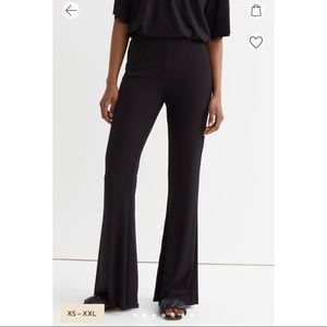 Ribbed-knit wide leg pants